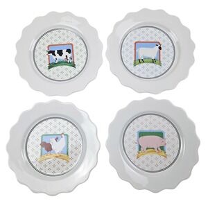 Vandor Country Collection Pelzman Designs Farm Animal Scalloped Plates Set of 4